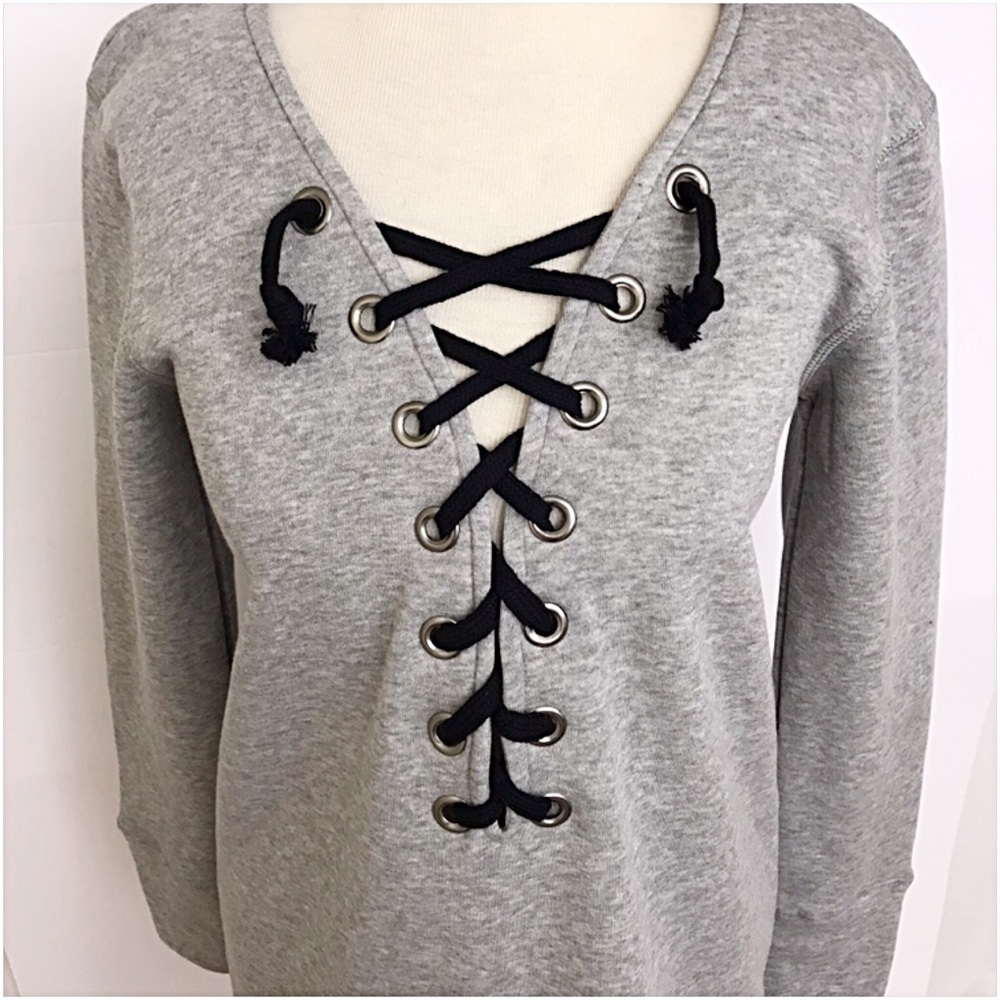 Soft Cozy Lace Up Front Tunic Top SML - Picture 4 of 5